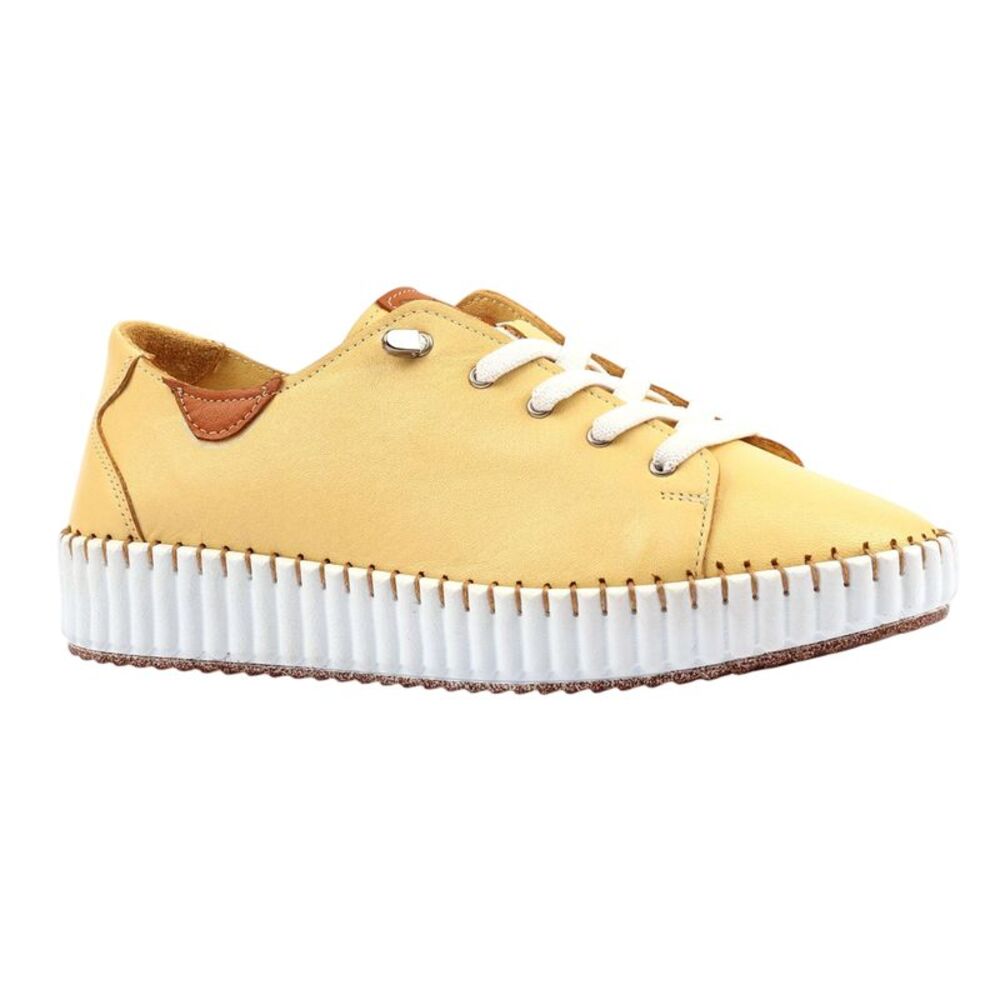 Lunar Womens/Ladies Faith Leather Shoes / Lemon